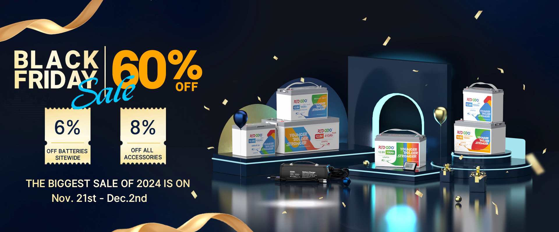 Discover Redodo's 2024 Black Friday Battery Extravaganza! Save up to 60%!