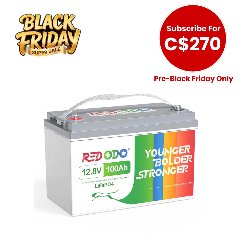 [C$270 After Subscribe] Redodo 12V 100Ah Deep Cycle LiFePO4 Lithium Battery | Lead-Acid Replacement