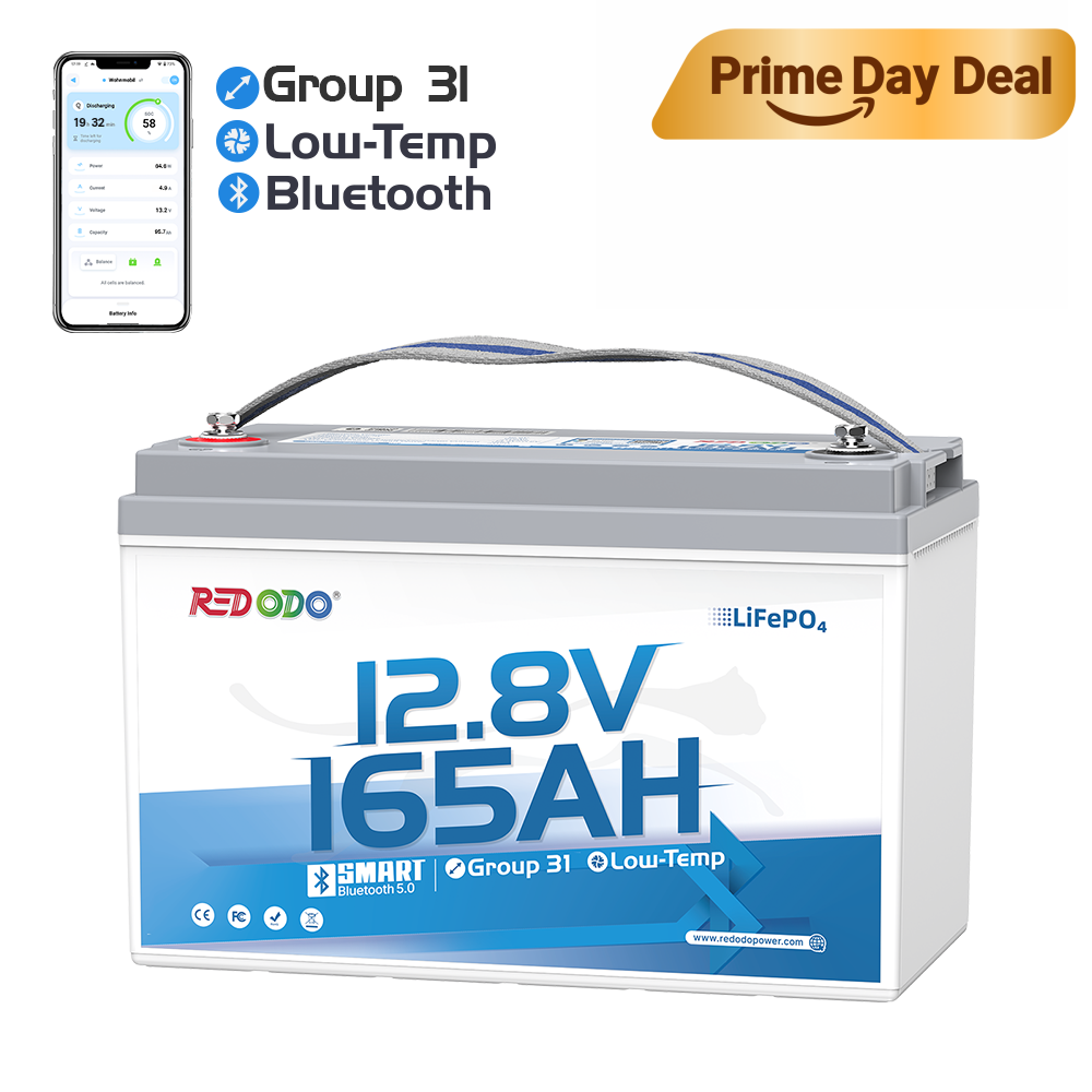 [New] Redodo 12V 165Ah Group 31 Bluetooth Lithium Battery | For RV, Marine, Solar Home Redodo CA