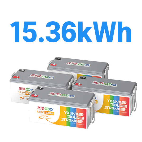 Redodo 12V 300Ah Lithium LiFePO4 Battery 4 pack