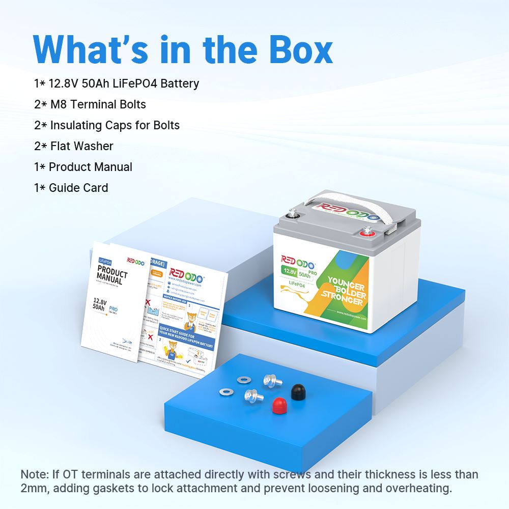 12V 50Ah Battery and accessories with product manual 