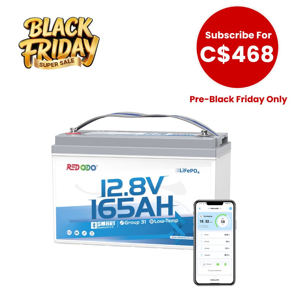 [C$468 After Subscribe] Redodo 12V 165Ah Group 31 Bluetooth Lithium Battery | For RV, Marine, Solar Home Redodo CA