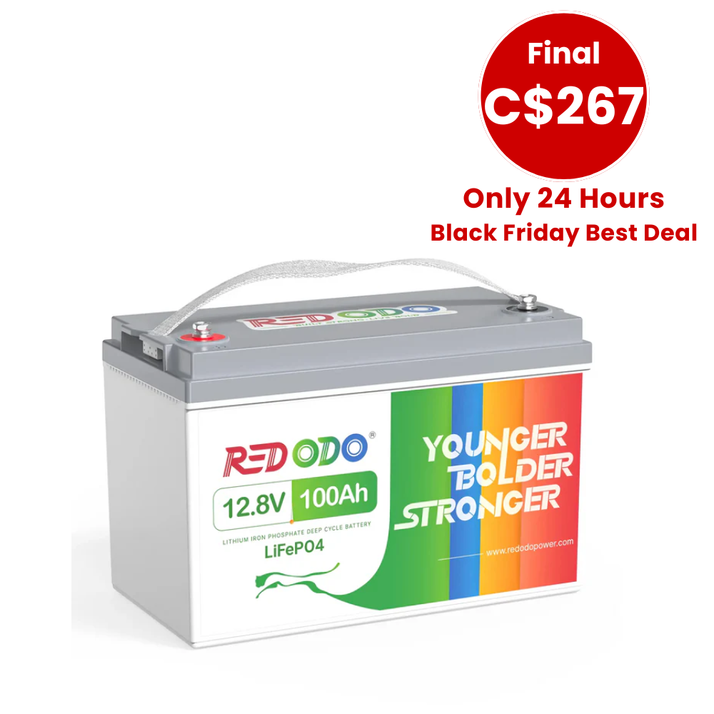 🔥【C$267 Only 24H】Redodo 12V 100Ah Deep Cycle LiFePO4 Lithium Battery | Lead-Acid Replacement Redodo CA
