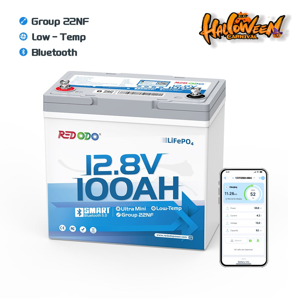 12V 100Ah Bluetooth Lithium Battery |  Redodo CA Halloween Deal