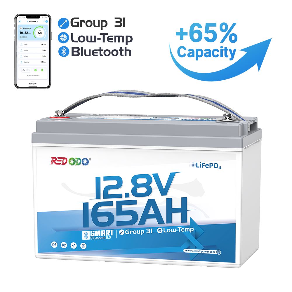 Redodo 12V 165Ah Group 31 Bluetooth Lithium Battery | For RV, Marine, Solar Home Redodo CA