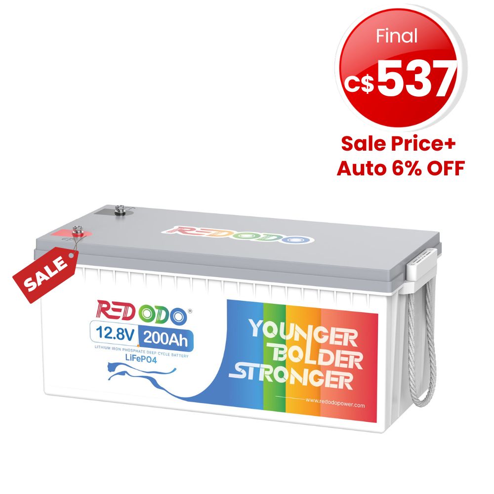 🔥【Final C$537】 Redodo 12V 200Ah Lithium LiFePO4 Battery | 1280W Load Power | For RV, Solar, Off-Grid