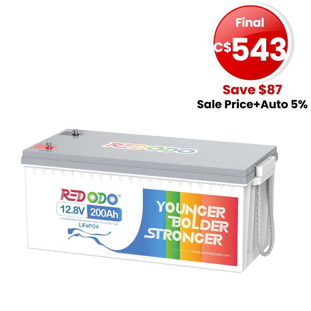 🔥【SAVE C$87】Redodo 12V 200Ah Lithium LiFePO4 Battery | 1280W Load Power | For RV, Solar, Off-Grid