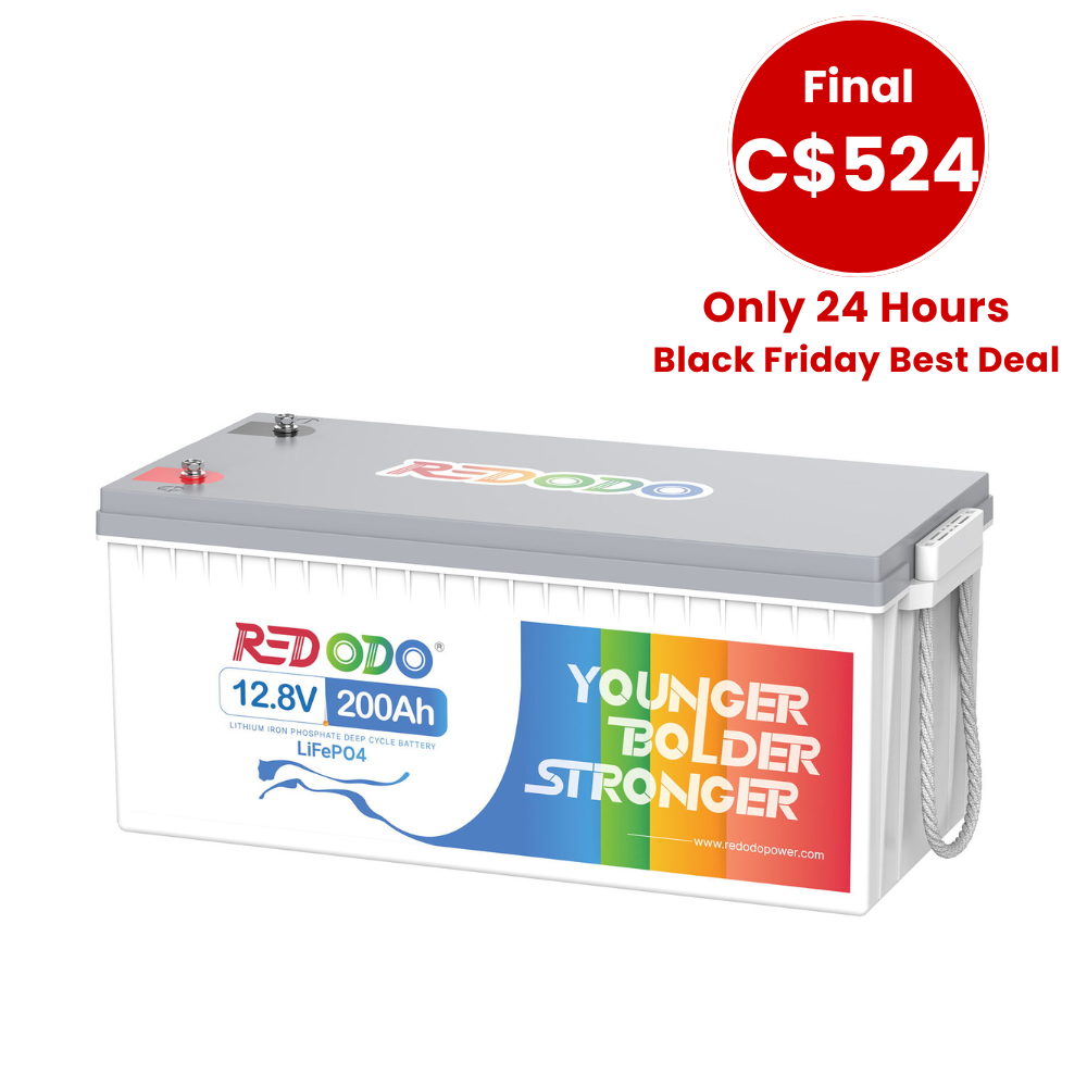 🔥【C$524 Only 24H】Redodo 12V 200Ah Lithium LiFePO4 Battery | 1280W Load Power | For RV, Solar, Off-Grid Redodo CA
