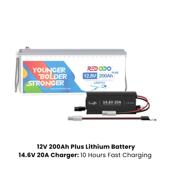 Redodo 12V 200Ah Plus Deep Cycle LiFePO4 Lithium Battery 2560W Load Power | For Solar Home, RV, Marine