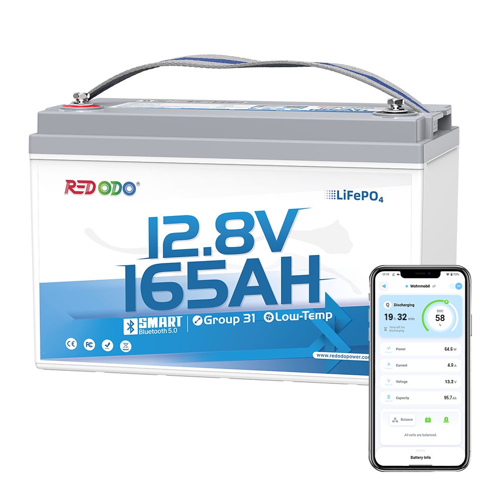 Redodo 12V 165Ah Group 31 Bluetooth Lithium Battery | For RV, Marine, Solar Home Redodo CA