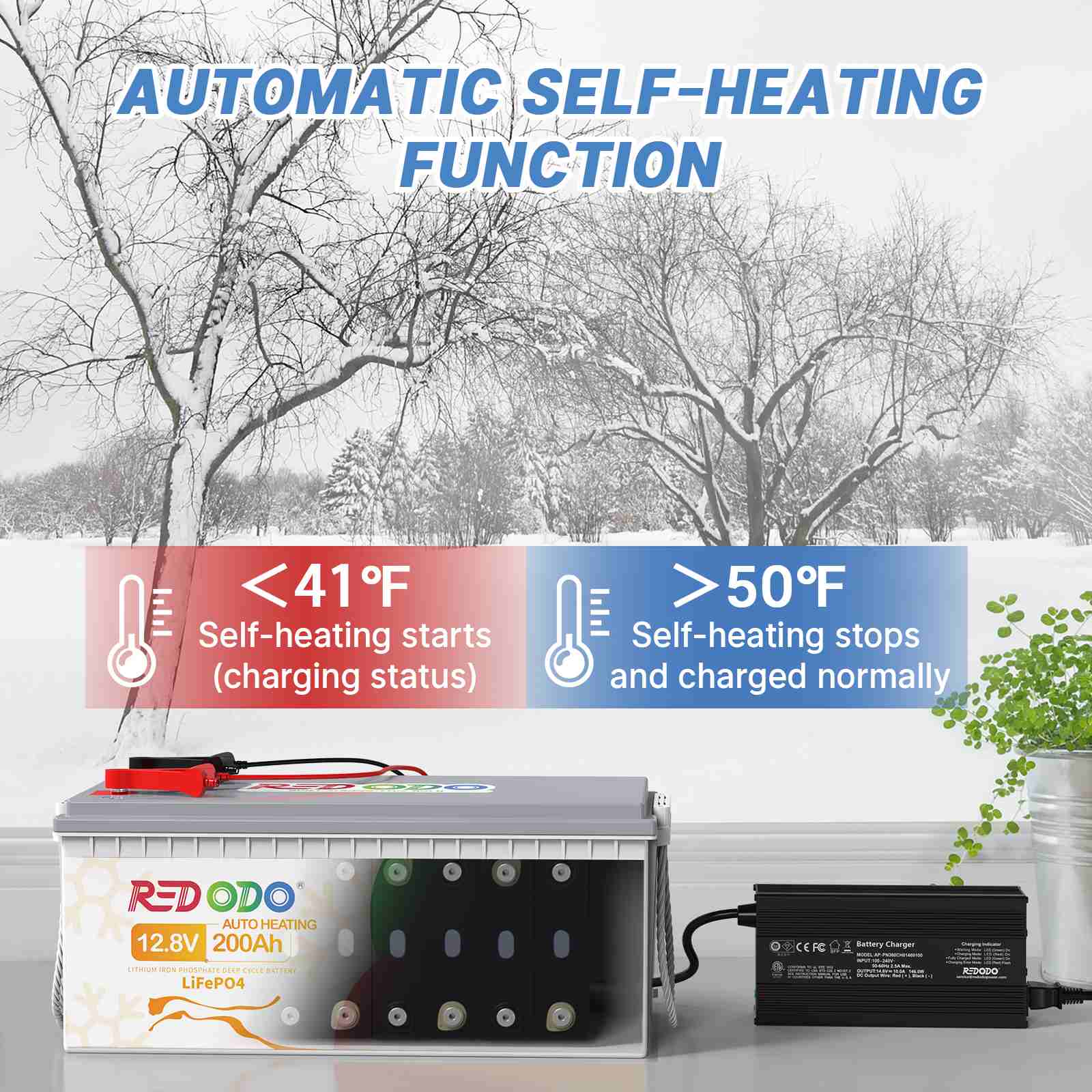 Redodo 12V 200Ah LiFePO4 Battery with Self-Heating Redodo CA