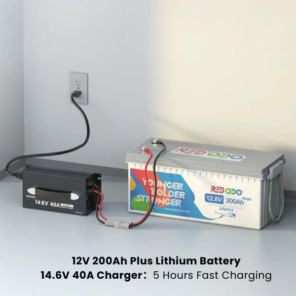 Redodo 12V 200Ah Plus Deep Cycle LiFePO4 Lithium Battery 2560W Load Power | For Solar Home, RV, Marine
