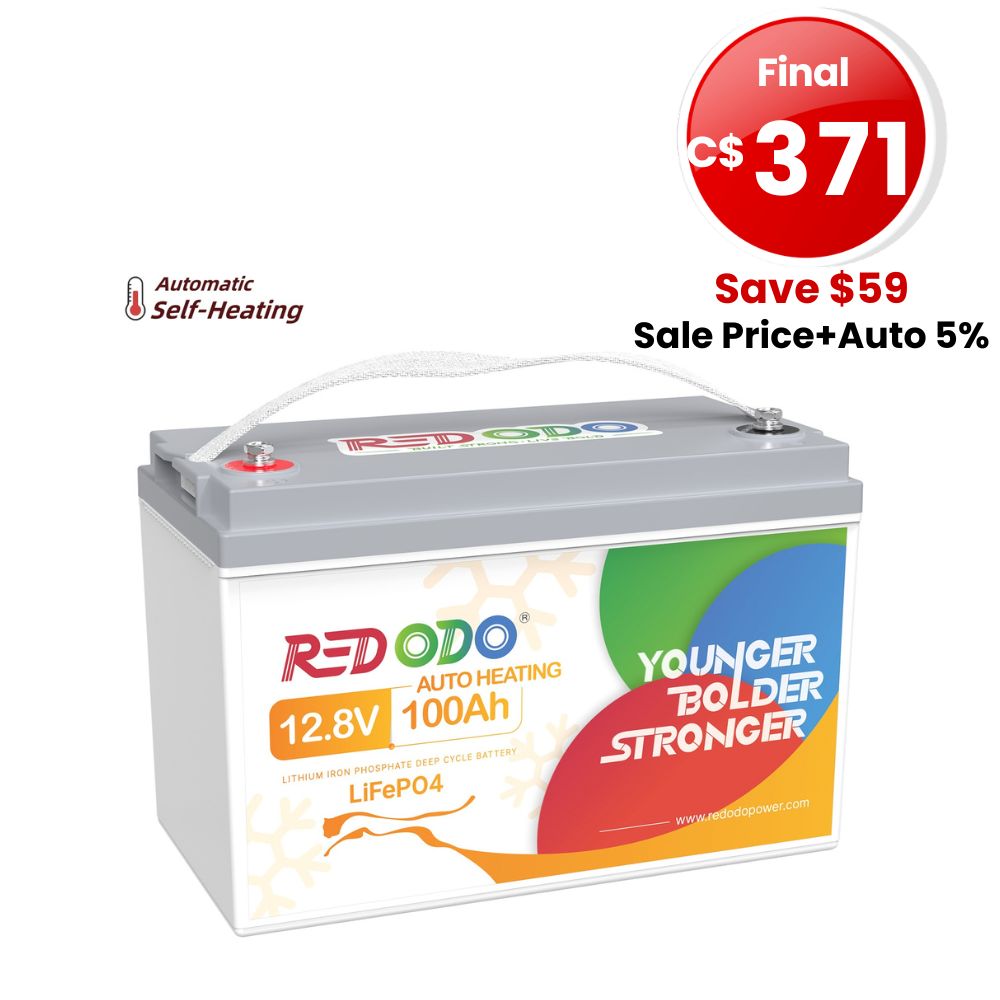 🔥【SAVE C$59】Redodo 12V 100Ah Self-Heating LiFePO4 Lithium Battery | For RV, Boats, Solar Home Systems