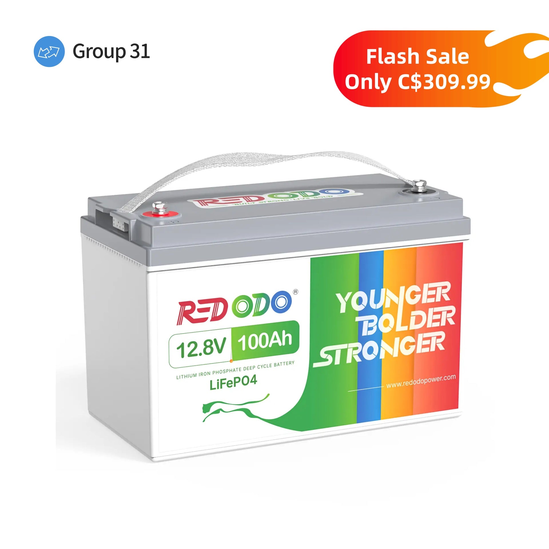 Redodo 12V 100Ah Deep Cycle LiFePO4 Lithium Battery | Lead-Acid Replacement
