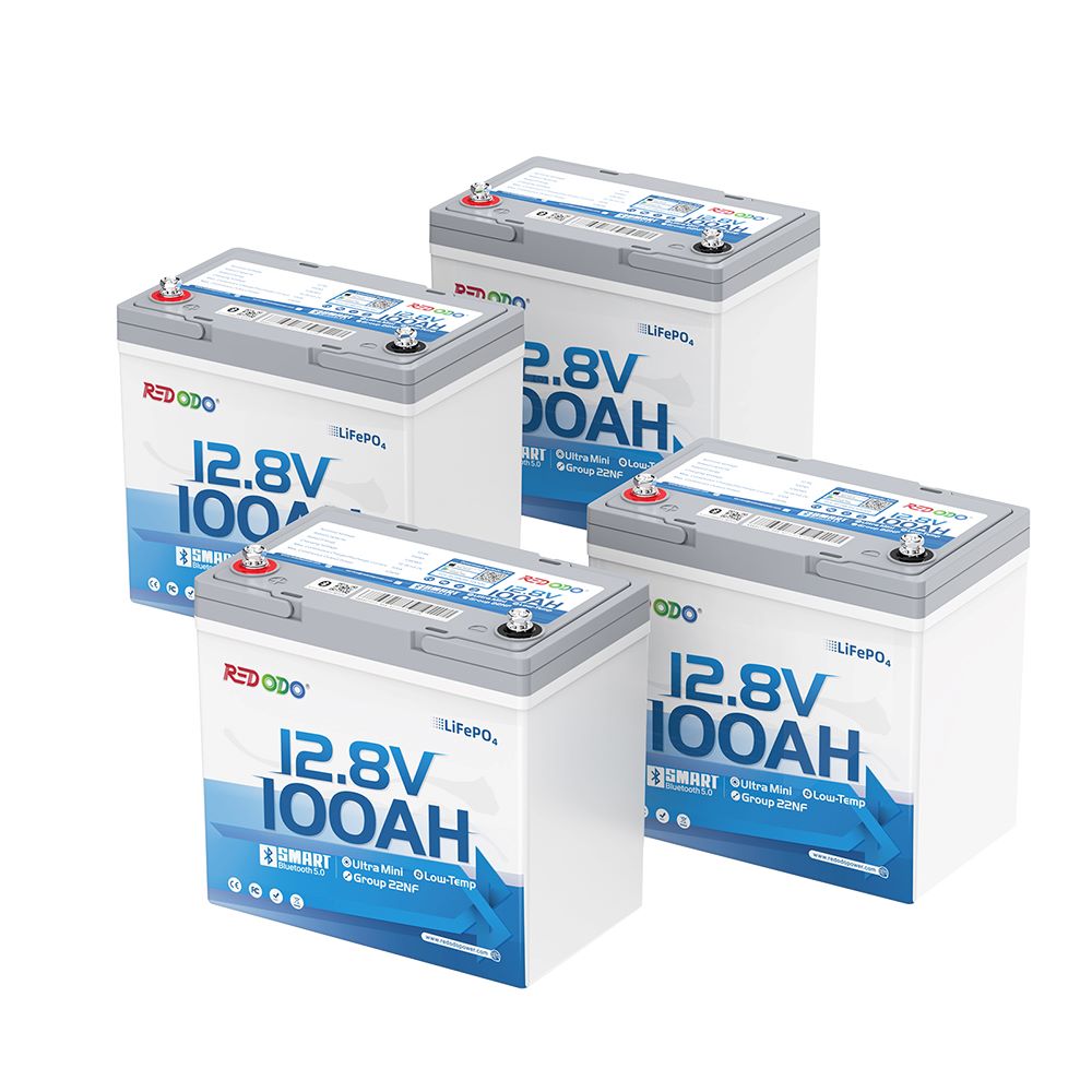  Redodo Ultra-Mini 12V 100Ah Bluetooth Lithium Battery | 4 pack