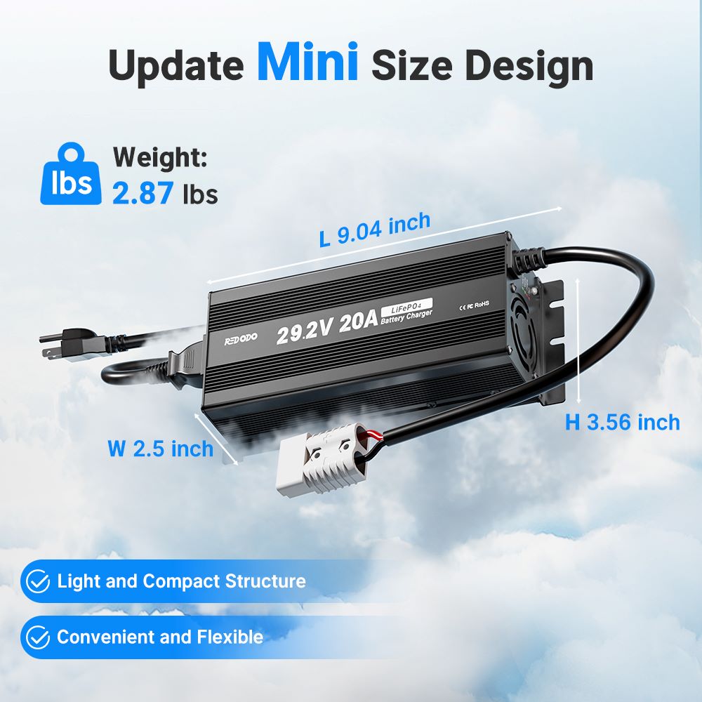 Redodo 29.2V 20A Update MINI Size LiFePO4 Battery Charger 