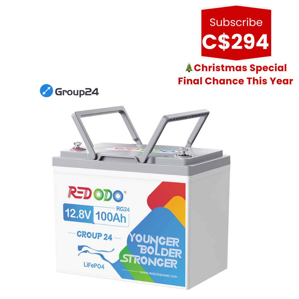🎄【C$313 After Subscribe】Redodo 12V 100Ah Group 24 Deep Cycle Lithium Battery | For RVs, Marine, Off-grid Setups Redodo CA