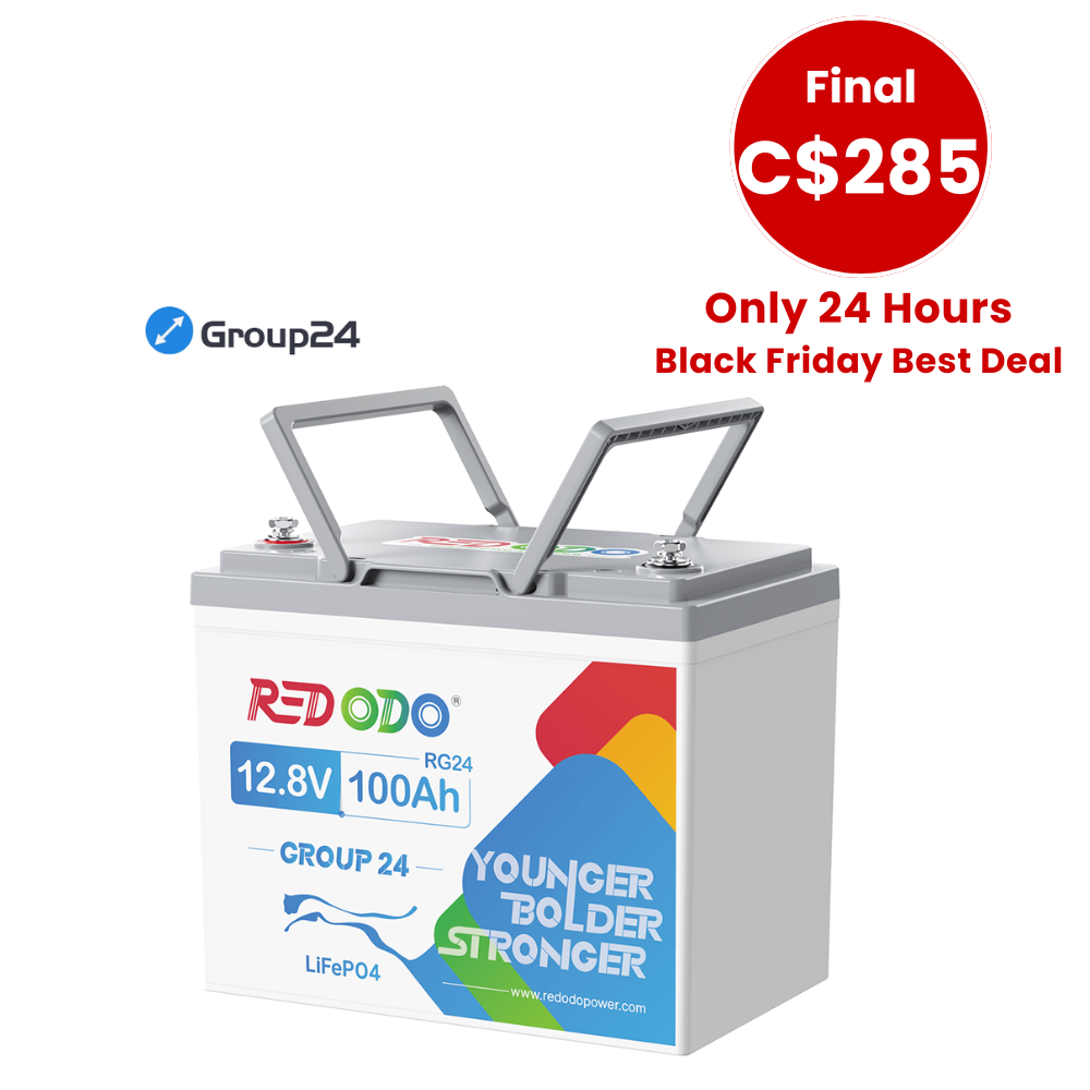 🔥【C$285 Only 24H】Redodo 12V 100Ah Group 24 Deep Cycle Lithium Battery | For RVs, Marine, Off-grid Setups Redodo CA