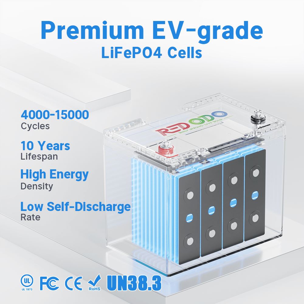 Redodo 12V 100Ah Group 24 Deep Cycle Lithium Battery with EV-grade LiFePO4 cells