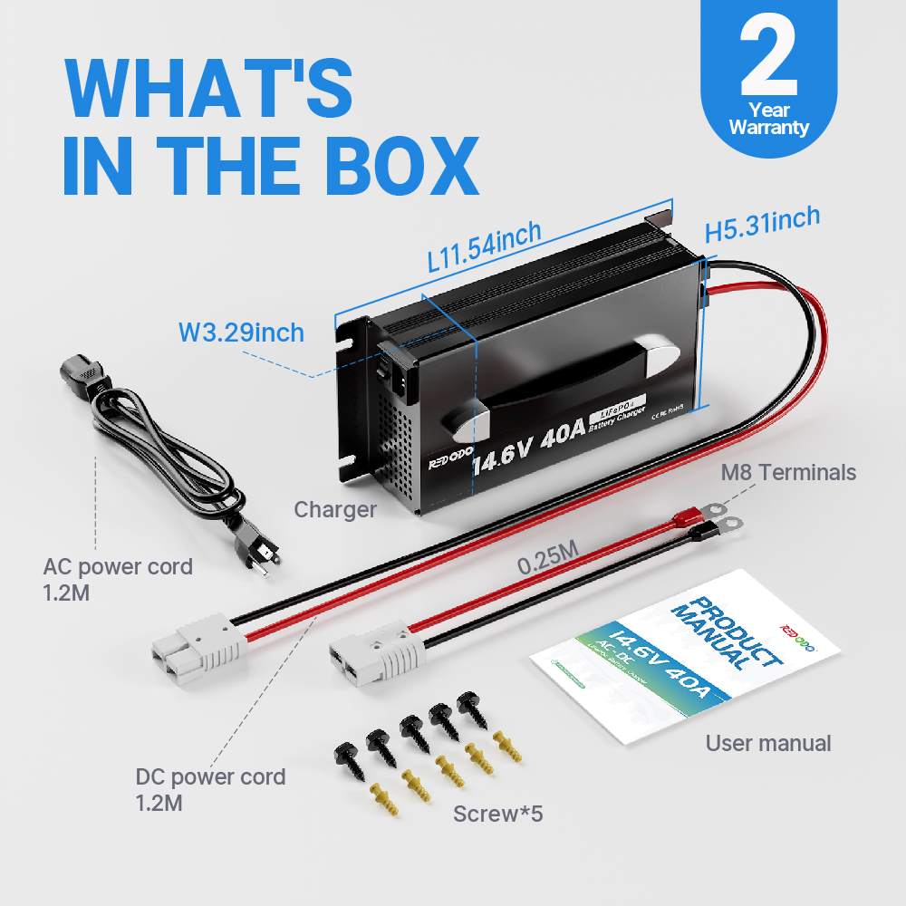 Redodo 12V(14.6V) 40A Handle Lithium Battery Charger Redodo CA