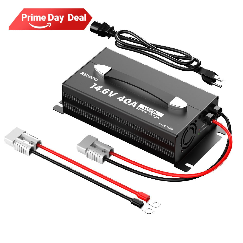 ⭐[New Upgrade] Redodo 12V(14.6V) 40A Handle Lithium Battery Charger