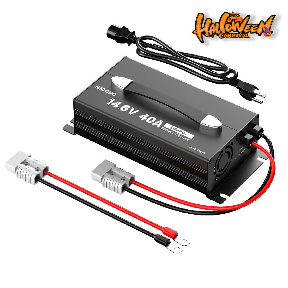 ⭐[New Upgrade] Redodo 12V(14.6V) 40A Handle Lithium Battery Charger
