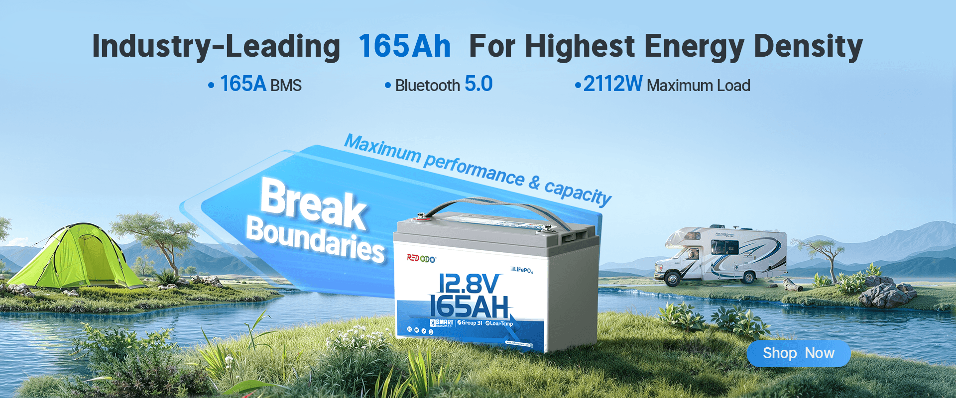 12V 165Ah Bluetooth Lithium Battery |Redodo CA