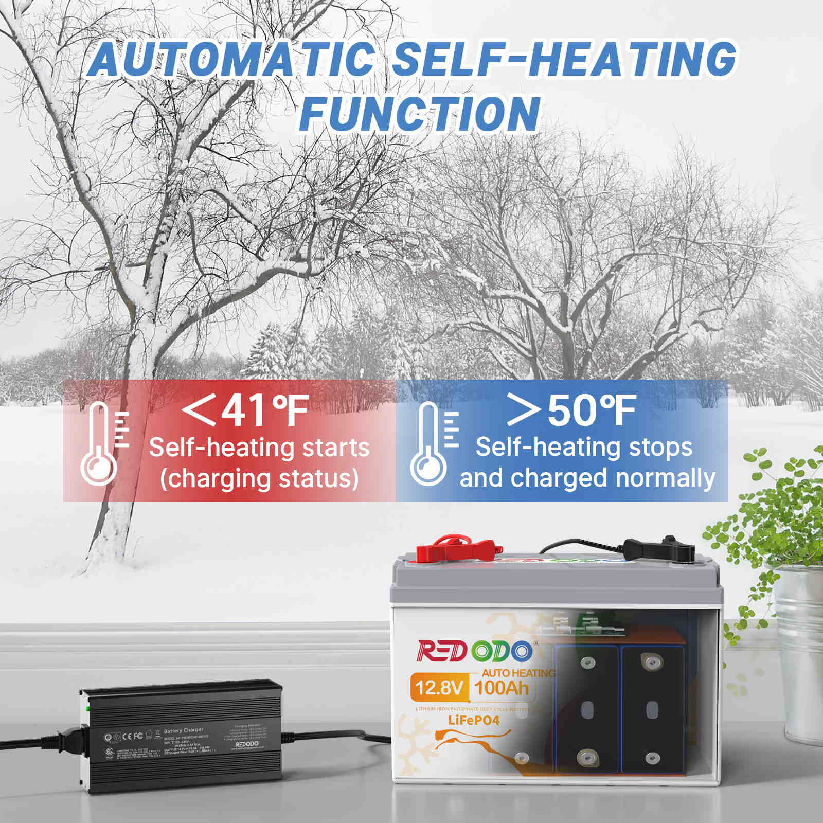 Very-good【Self-Heating】Redodo 12V 100Ah LiFePO4 Battery Redodo CA