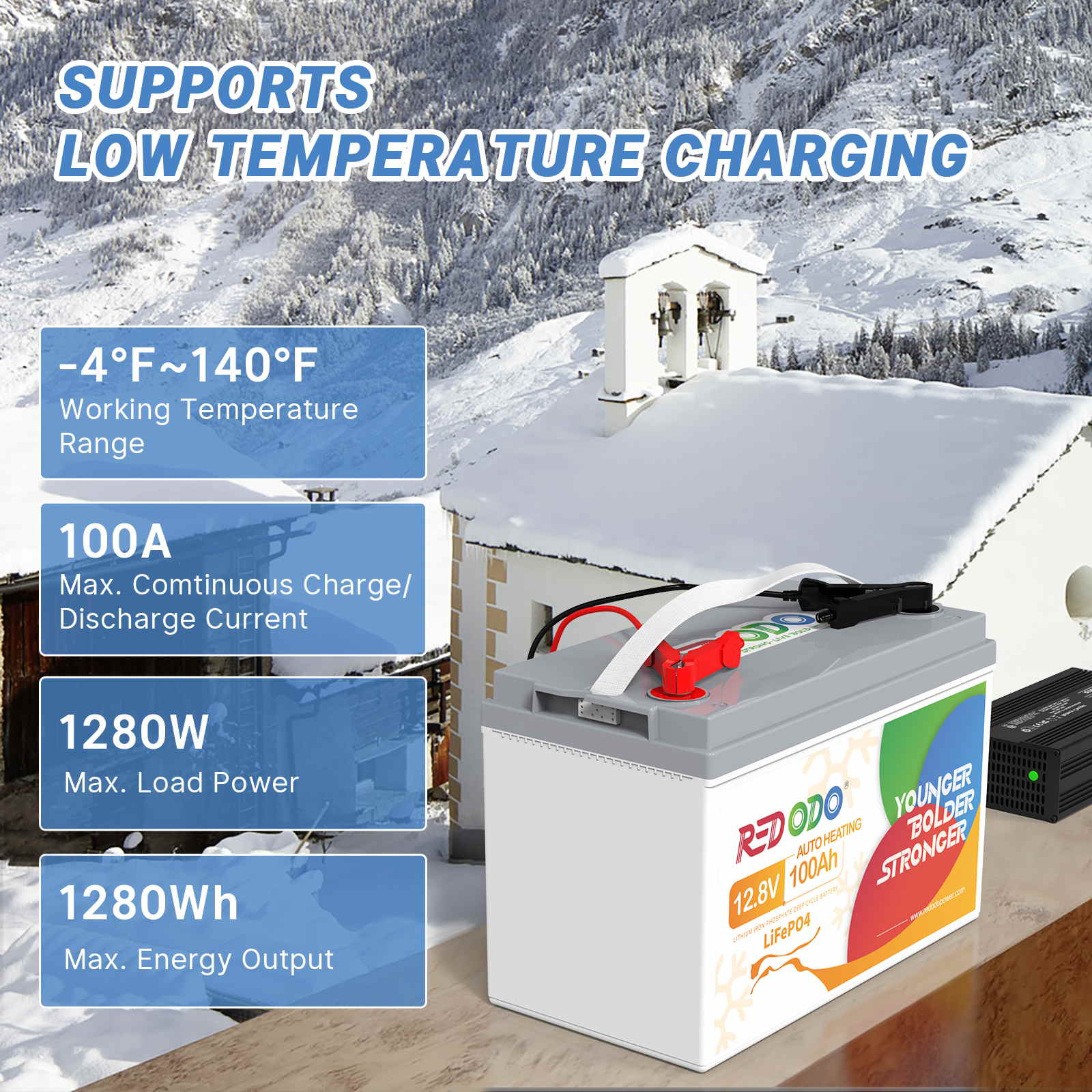 Very-good【Self-Heating】Redodo 12V 100Ah LiFePO4 Battery Redodo CA
