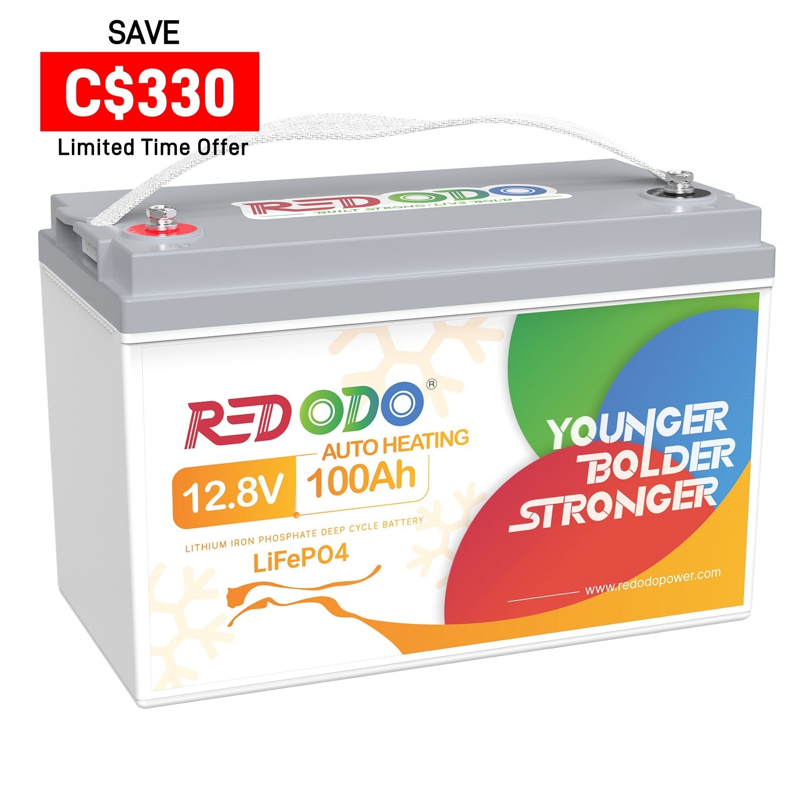 ⚡[C$340.4 after Sign-Up] Redodo 12V 100Ah Self-Heating LiFePO4 Lithium Battery | For RV, Boats, Solar Home Systems Redodo CA