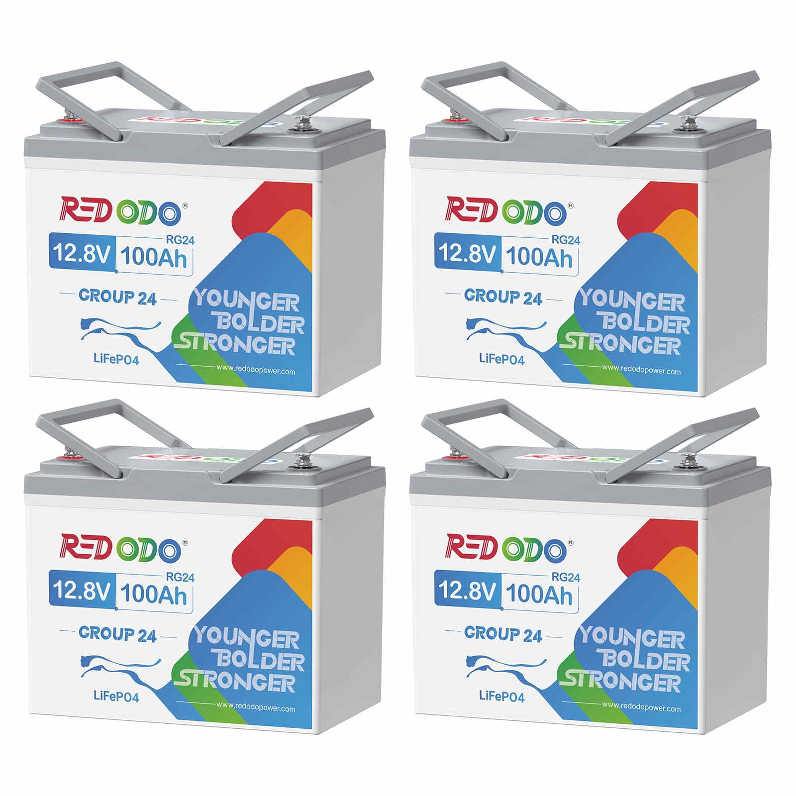 Redodo 12V 100Ah Group 24 LiFePO4 Deep Cycle Battery 4 pack Redodo CA