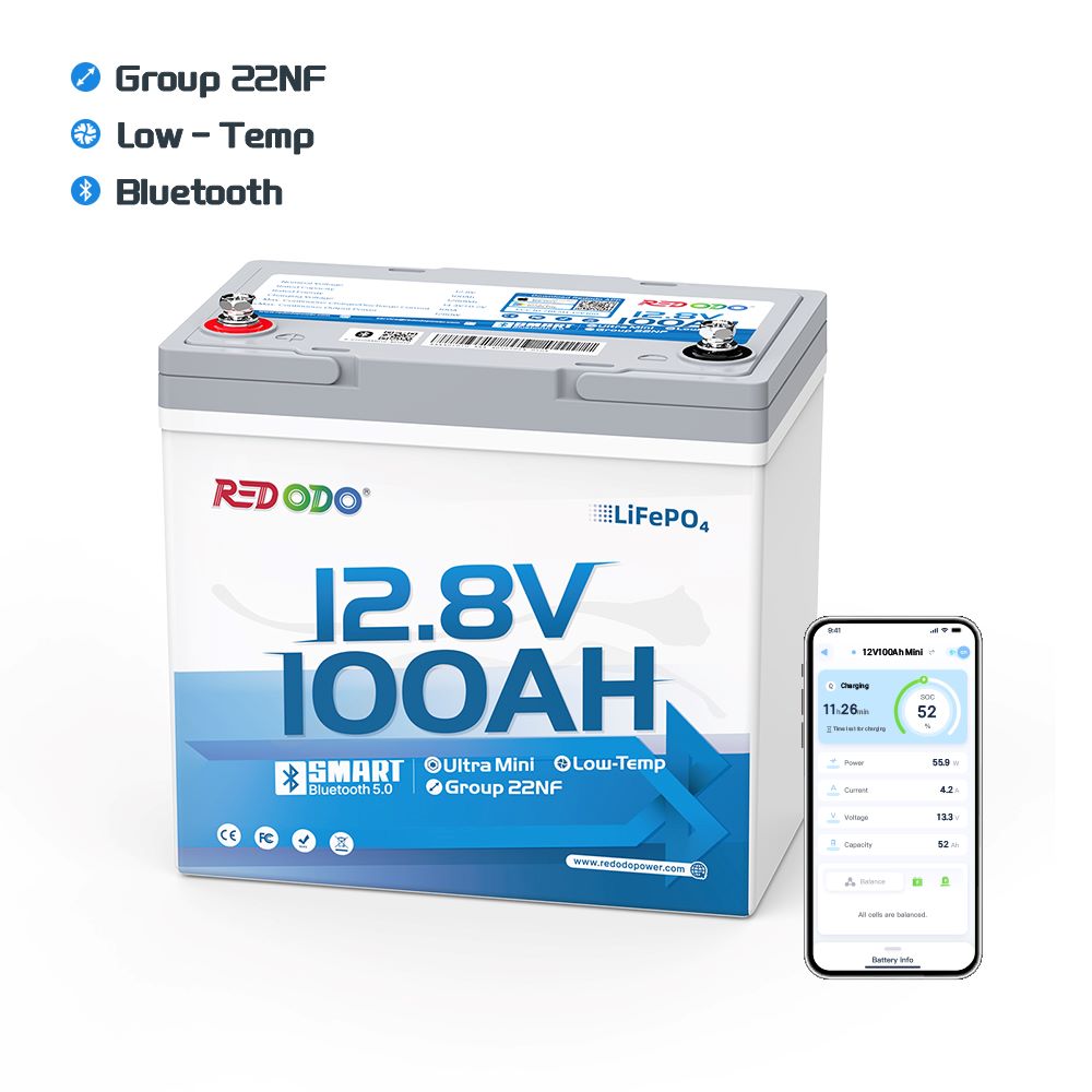 Redodo Ultra-Mini 12V 100Ah Bluetooth Lithium Battery | Group 22NF Size Redodo CA