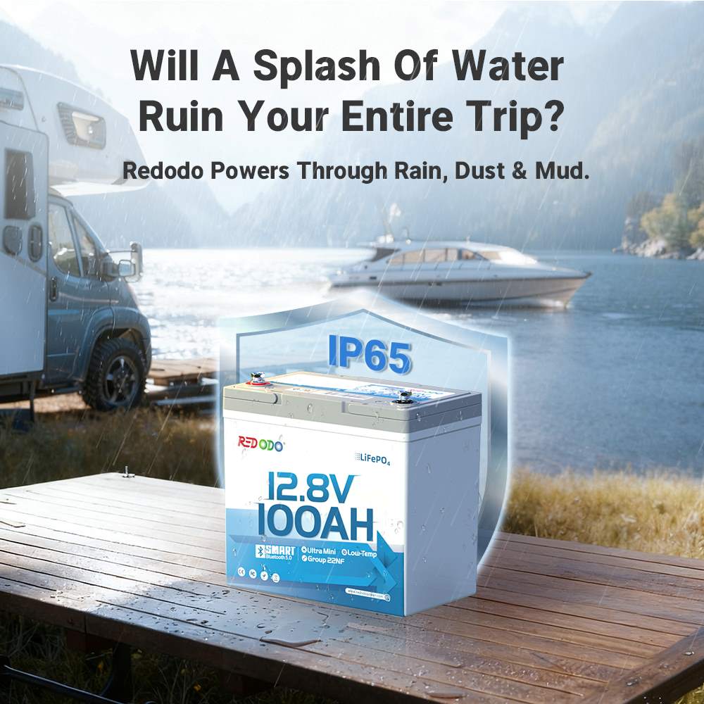 Redodo Ultra-Mini 12V 100Ah Bluetooth Lithium Battery | with IP65 waterproof and dustproof