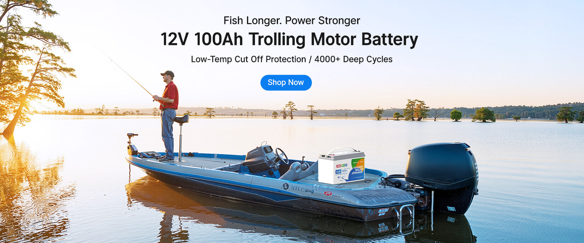  a boat with a trolling motor battery 