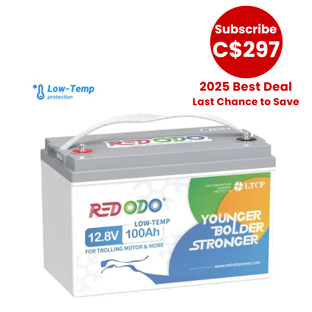 🔥【C$297 After Subscribe】Redodo 12V 100Ah Lithium Battery for Trolling Motor with Low Temperature Protection
