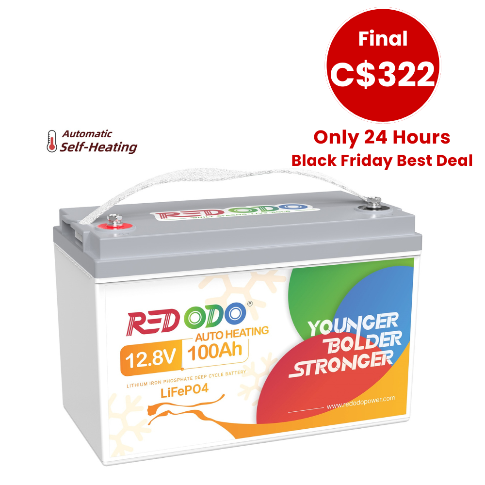 🔥【C$322 Only 24H】Redodo 12V 100Ah Self-Heating LiFePO4 Lithium Battery | For RV, Boats, Solar Home Systems Redodo CA