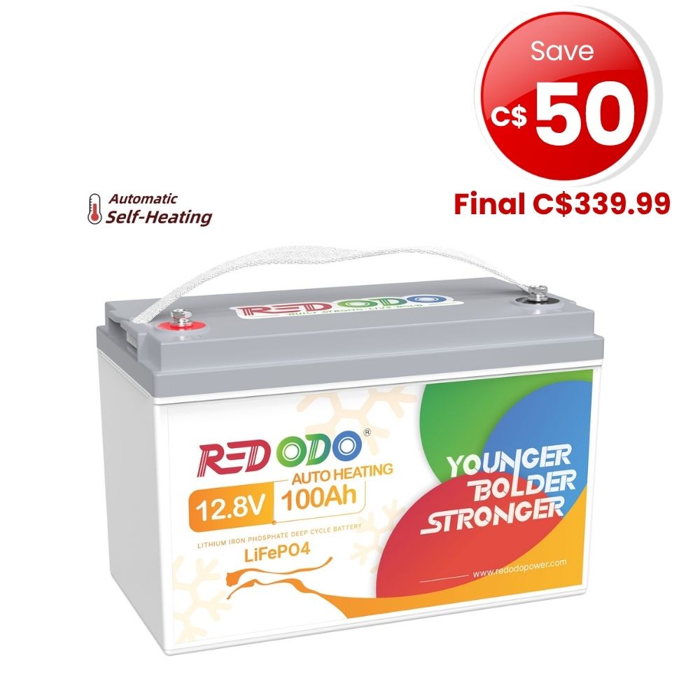 🔥【Save C$50】Redodo 12V 100Ah Self-Heating LiFePO4 Lithium Battery | For RV, Boats, Solar Home Systems