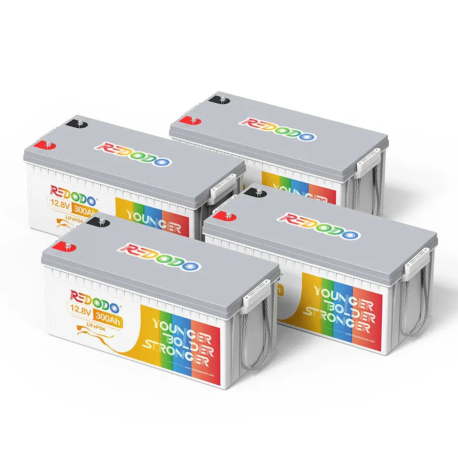 4 pack Redodo 12V 300Ah Lithium LiFePO4 Battery